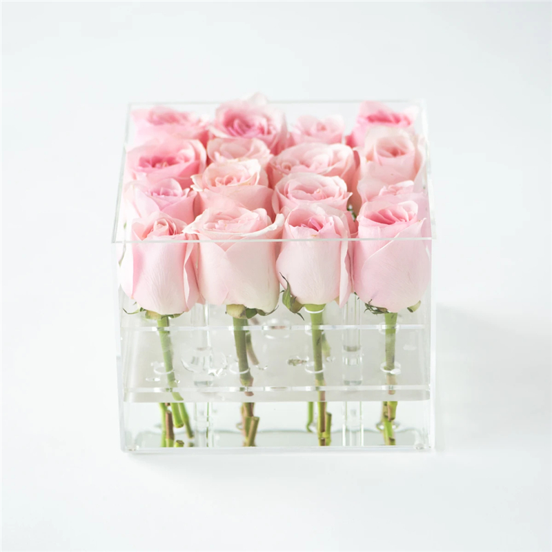 boîte de rose acrylique carrée
