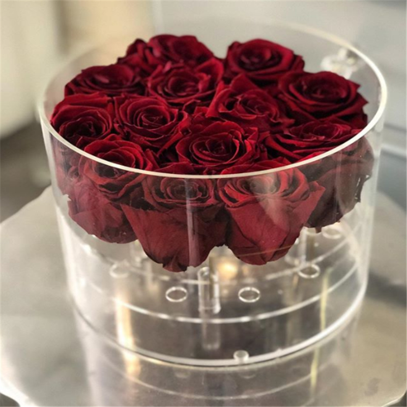 boîte de rose ronde en acrylique