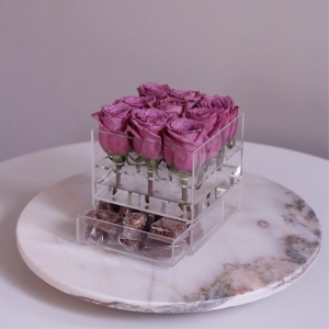 Boîte de rose de fleur acrylique de luxe personnalisée avec tiroir 