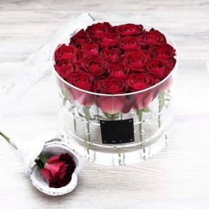 utilisation de mariage boîte de fleurs en acrylique avec couvercle avec des roses personnalisées 