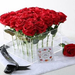 Vente chaude élégante boîte de fleurs en acrylique en gros avec haute transparence 