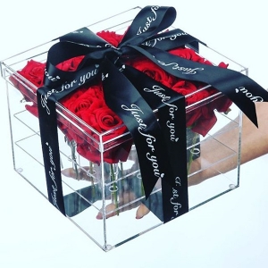 duleux beau cadeau plexiglass 16 boîte de fleurs rose 