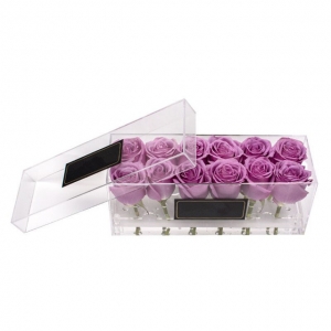 boîte à fleurs rose personnalisée spéciale longue forme rose 