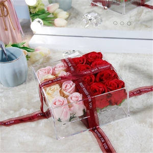boîte de roses fleur acrylique