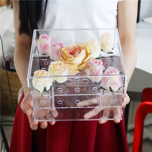 Spécial personnalisé clair 16 rose boîte de fleurs en acrylique 