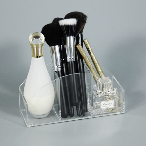 Porte-brosse de maquillage acrylique de luxe à 3 séparateurs 