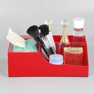 Pochette organisateur de maquillage en plexiglas rouge 