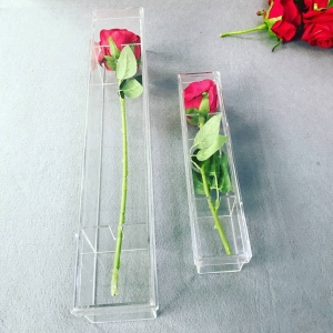 Bac à fleurs en acrylique transparent imperméable pour rose avec longue tige 
