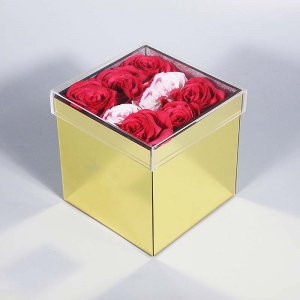 boîte à fleurs en acrylique doré