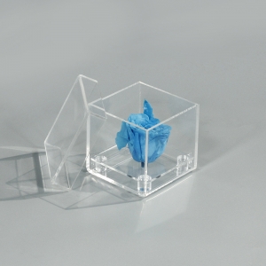 Présentoir de fleurs acrylique transparent carré 