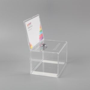 Urne acrylique transparente avec organisateur de dons en plexiglas avec serrure 