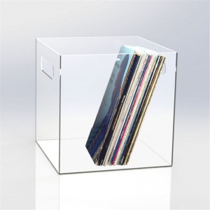 empiler une boîte de rangement pour disque vinyle acrylique transparent 