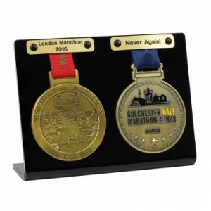 support d'affichage personnalisé acrylique double médaille de bureau 