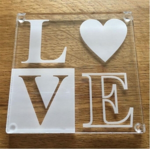 wholesale lettre d'amour clair sous-verres personnalisés en acrylique 