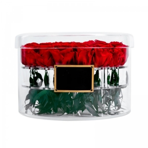 luxueuse boîte ronde transparente en acrylique rose 21 trous 