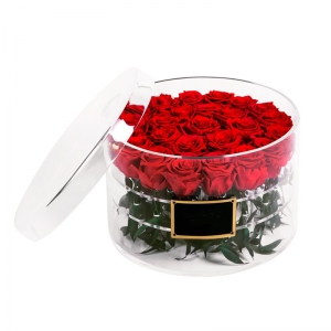 luxueuse boîte ronde transparente en acrylique rose 21 trous 