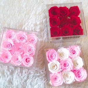 usine en gros 9 / 16 / 25 coffret cadeau rose fleur acrylique trous avec tiroir 