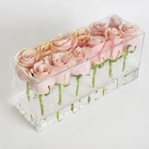 Vente en gros boîte cadeau de luxe imperméable à l'eau 12 rose fleur acrylique 