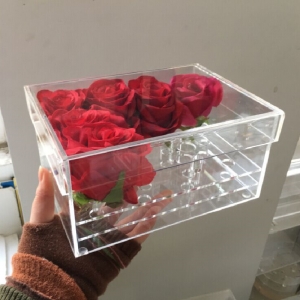 boîte-cadeau de luxe en acrylique transparent 12 roses 