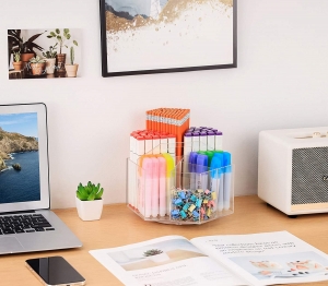 Organisateur de stylo porte-stylo acrylique de bureau avec porte-crayon à 5 compartiments 
