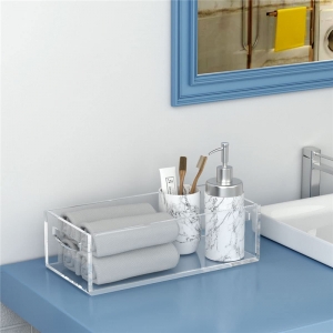Plateau de salle de bain en acrylique plexiglas transparent Wholeslae pour table basse 