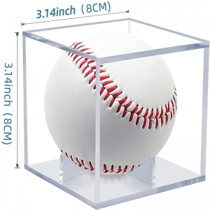 carré clair en gros petite boîte de vitrine de baseball en acrylique lucite
 