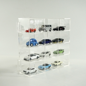 Vitrines de voiture en acrylique fixées au mur avec couvercle à charnière pour mini figurine
 