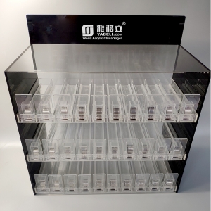 grand présentoir liquide de jus d'e-cigarette en acrylique transparent à 3 niveaux en gros
 