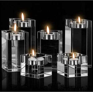 Porte-bougies chauffe-plat transparents Bougeoir carré 