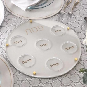 Assiette de Seder de Pâque Judaica Moderne en Acrylique 