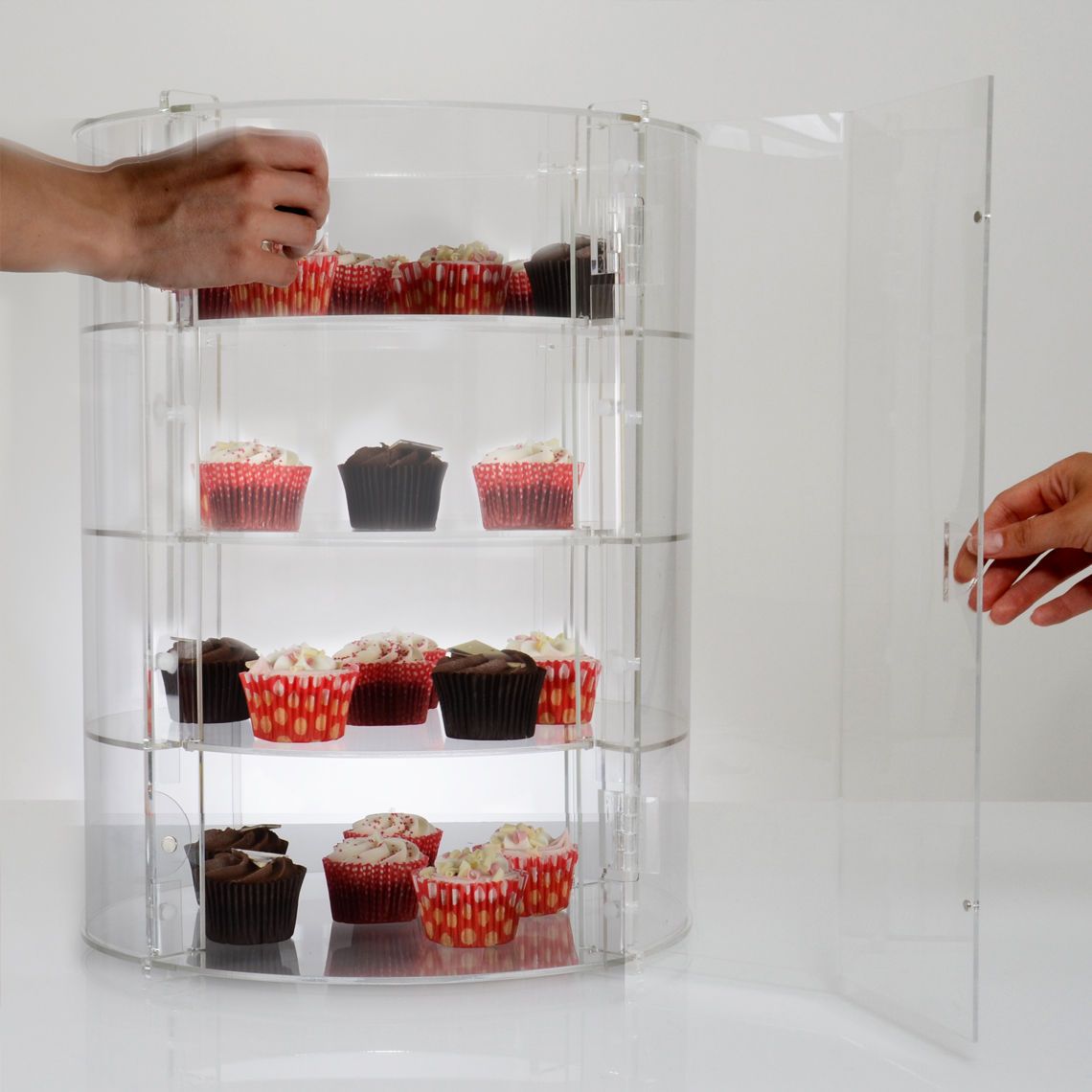 Vitrine De Boulangerie à 4 Niveaux – Présentoir Acrylique Avec Porte Automatique Pour Pains Et Desserts