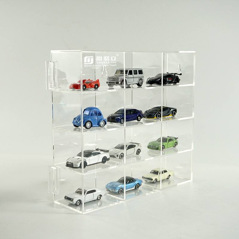 Vitrine de voiture modèle à l'échelle 1/18 – Vitrine de garage de voiture  1:18 avec couvercle en acrylique transparent et éclairage LED pour voitures
