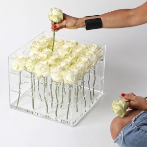 Boîte de rangement de fleurs acrylique étanche en gros 