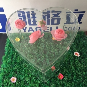 Boîte d'emballage de fleur en forme de cœur acrylique transparent 