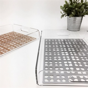 Plateau de gobelets en acrylique transparent personnalisé bac à fruits en acrylique 