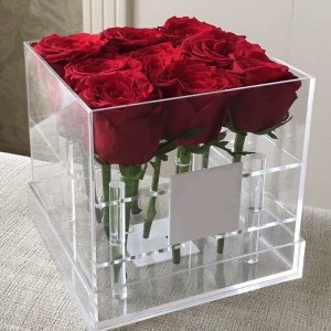 design personnalisé acrylique bouquet de fleurs roses boîte d'emballage 