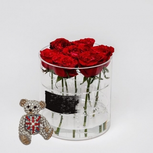 utilisation de mariage boîte de fleurs en acrylique avec couvercle avec des roses personnalisées 