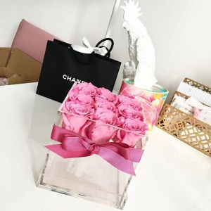 boîte d'emballage de fleur acrylique de luxe pour la Saint-Valentin 