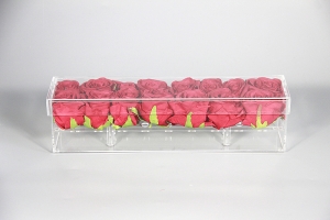 Longue Boîte De Rose Acrylique Rectangulaire Pour 12 Roses 