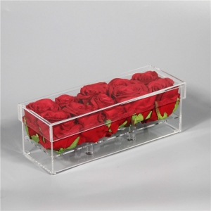 Présentoir en acrylique transparent avec rectangle rose 