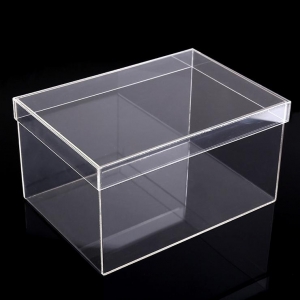 Boîte acrylique transparente de haute qualité avec couvercle, boîte à chaussures acrylique transparente en gros