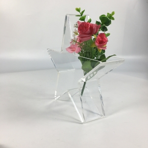 boîte à fleurs en acrylique transparent en forme de pentacle 