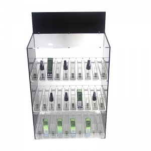 personnaliser coffret de vente au détail 10ml 30ml e-liquide plateau transparent présentoir de bouteille de liqueur acrylique avec poussoir 