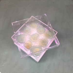  Yageli boîte à fleurs rose éternelle acrylique personnalisée pour cadeau avec lumière LED 