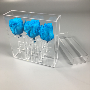 Boîte cadeau de fleur acrylique rectangle 3 trous 