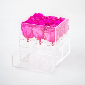 boîte à roses en acrylique avec darwer