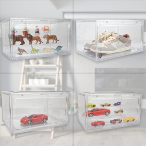 Vitrine acrylique présentoir transparent 3 niveaux étagères montantes étapes pour objets de collection 