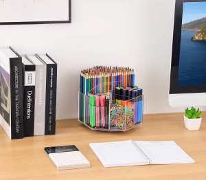 Organisateur de stylo porte-stylo acrylique de bureau avec porte-crayon à 5 compartiments 