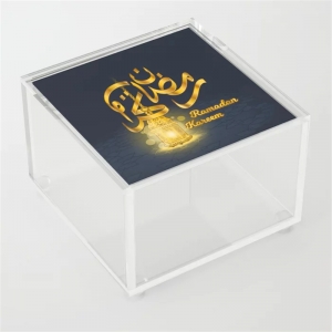conception graphique transparente ramadan boîtes acryliques musulmanes avec couvercle
 