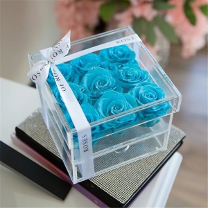 Boîte à fleurs en lucite transparente 9 trous boîte à fleurs en acrylique rose avec tiroir 